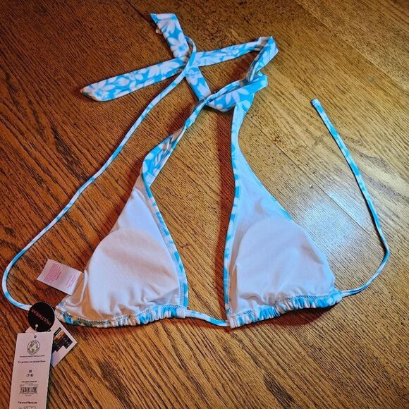 NOBO Blue Daisy Triangle Bikini Top, Women’s Medium – Floral Swimwear NEW - Picture 2 of 3